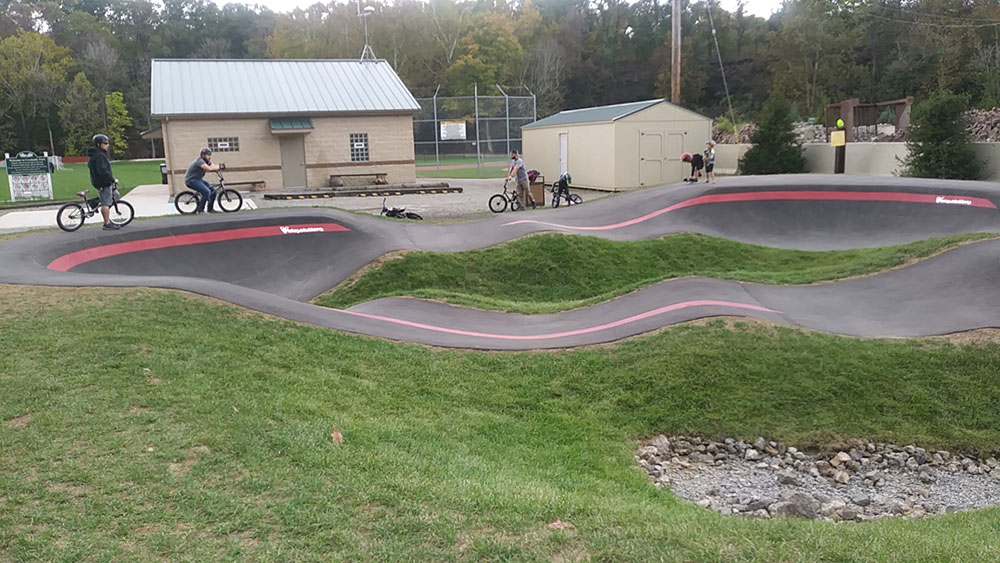 people on a bike track
